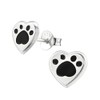 Love Heart Paw Earrings - Sterling Silver