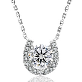 Moissanite Collection Pendant Necklace | Lab Grown 1.0ct Diamond & Rhodium Plated Pendant | Sterling Silver Necklace for Women | Moissanite Necklaces for Women | Charm Necklaces | Non Tarnish Pendants