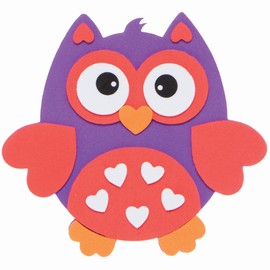 Baker Ross Owl Foam Magnets for Crafts, Pack of 8, Craft Magnets for Valentine's Day for Children (FC456)
