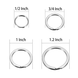 40Pcs Split Key Rings,Stainless Steel Keyrings Dog Cat Tag Ring,4 Sizes (1/2 inch, 3/4 inch,1 inch, 1.2 inch) Key Chain Ring for Craft,Car Keys Organization