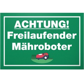 DankeDir! Free-running robotic mower sign 30 x 20 cm funny sign for garden and lawns garden sign weatherproof durable lawn mower robot lawn robot
