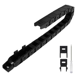 LMioEtool R38 18mm x 18mm(Inner H x Inner W) Black Plastic Cable Wire Carrier Drag Chain 1M Length for CNC, with End Connectors - Semi Enclosed Type (Inner Side openable)