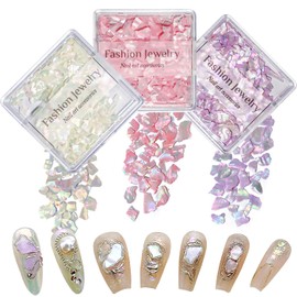 Nail Art Abalone Seashell Slices，CHANGAR 3D Aurora Polished Colorful Shell Nail Art Sequins Natural Color Ultrathin Shell Nail Art Decoration Accessories