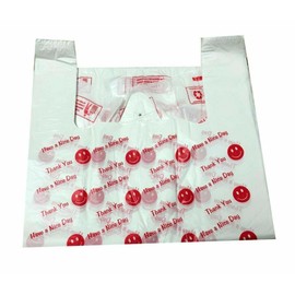 Efforias "Thank You & Have A Nice Day" 12" X 19" X 24" Plastic Carrier Bags Heavy Duty Vest Carrier Bags - Pack of 75