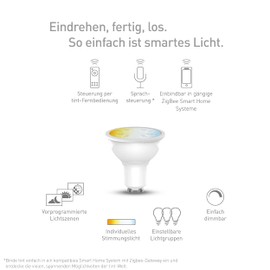 tint, the smart lighting system from MÜLLER-LICHT, LED reflector GU10 white, different white tones (2700 - 6500 K) 5.5 W, additional lamp: extension of the tint lighting system