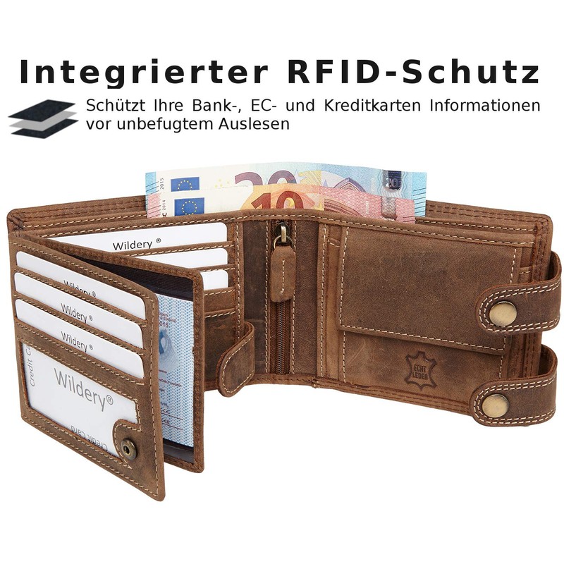 Wildery ® Men's Full Leather Biker Wallet with RFID and