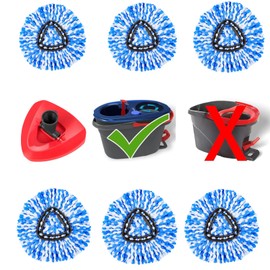 6 Pcs Spin Mop Refill/Recharge + 1 Mop Base Holder for Vileda/O Cedar 2 Tanks RinseClean System, Microfiber Spin Mop Replacement Head for Deep Cleaning