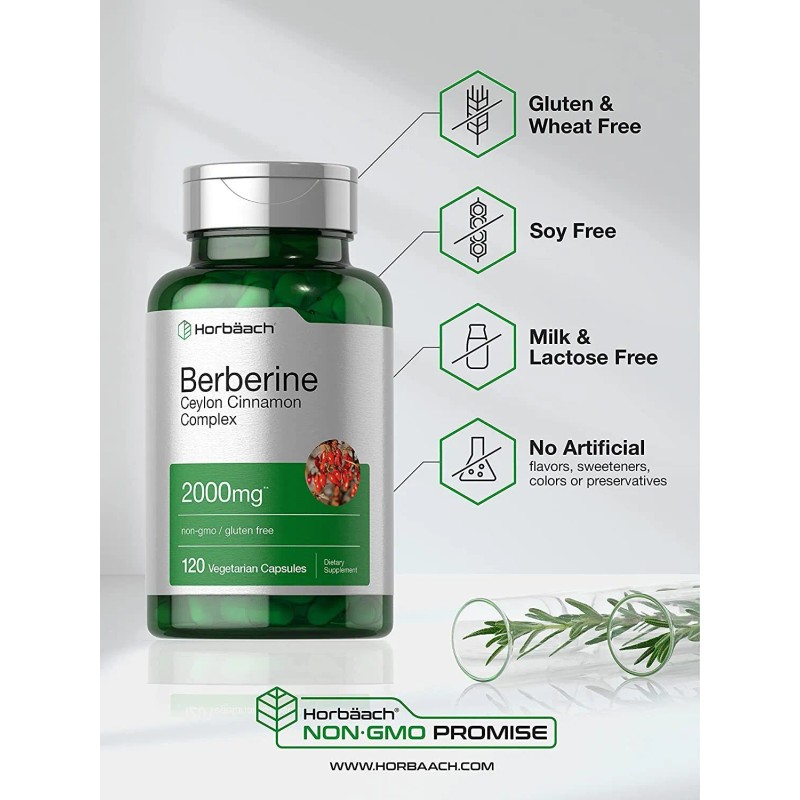 Horbäach Berberine Plus Ceylon Cinnamon 2000 mg | 120 Capsules