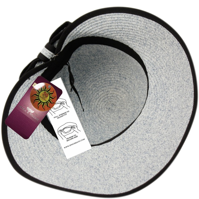 Straw Packable Sun Hat with Black Sash- Wide Front Brim