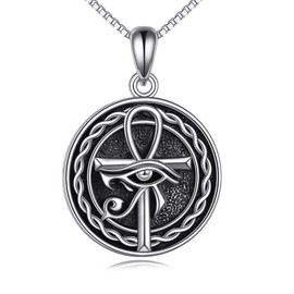 YAFEINI Eye of Horus Necklace Sterling Silver Black Onyx Necklace Onyx Horus Necklace Jewellery Gifts for Women Girls (Eye of Horus Necklace)