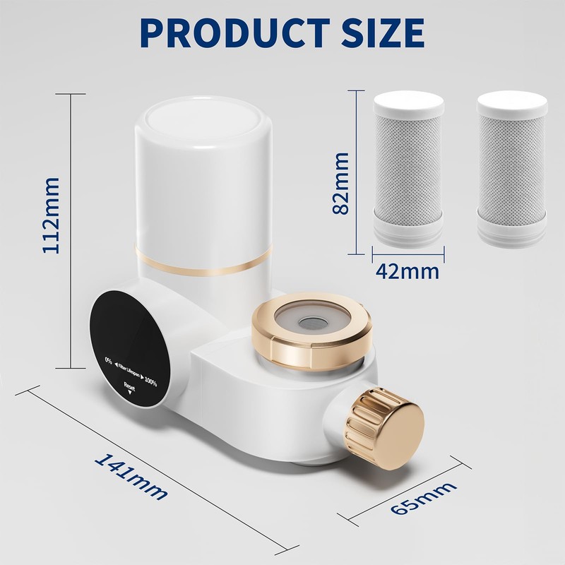 Water Filter Tap with LED Display, Includes 2 Filters, Water