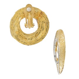 Vintage Two Tone Gold Silver Tone Abstract Swirl Circle Clip Earrings 1 3/8" Earrings For Women Set