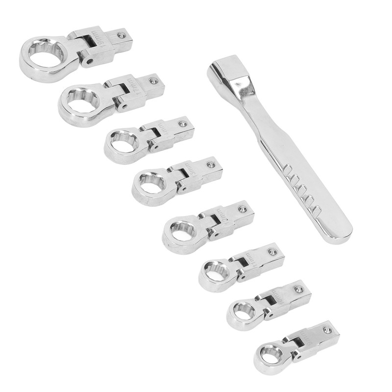 9Pcs Interchangeable Ratchet Wrench Chromium Vanadium Steel Box Wrench Set