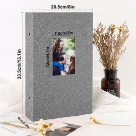 Benjia Photo Album 6x4 Slip in, Linen 300 Pockets Photo Albums Holds Landscape Only 10x15cm Picture Grey