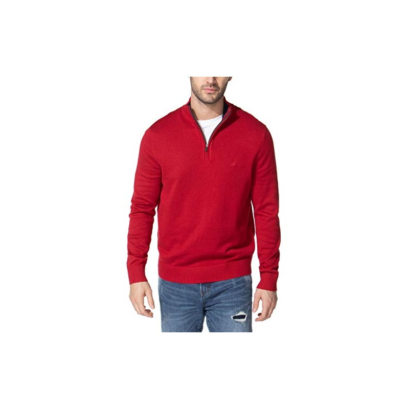 Nautica Men's Quarter-Zip Sweater, Nautica Red, Medium