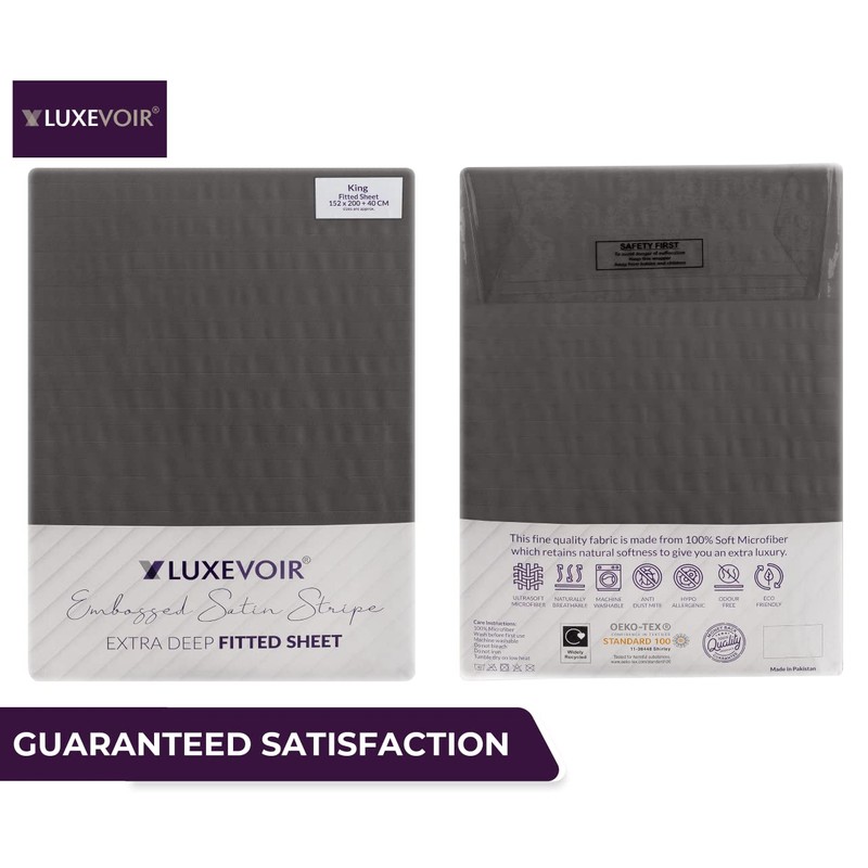 Luxevoir® Single Fitted Sheet - Ultrasoft Satin Stripe Microfiber -