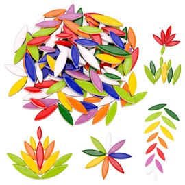 Yoption Petal Mosaic Tiles for Crafts, 500g Flower Leaf Ceramic Mosaic Tiles Pieces for Mosaic Craft Supplies, DIY Mosaic Outdoor Decor (Mix 8 Colors)