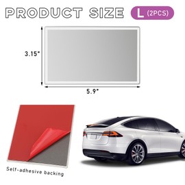 povtii 2 PCS Car Visor Vanity Mirror, Stainless Steel Automotive Makeup Mirror, Sun-Shading Cosmetic Mirror Stick on Visor, Seatback, Dashboard, Window, Interior Car Accessories (Rectangular, L)