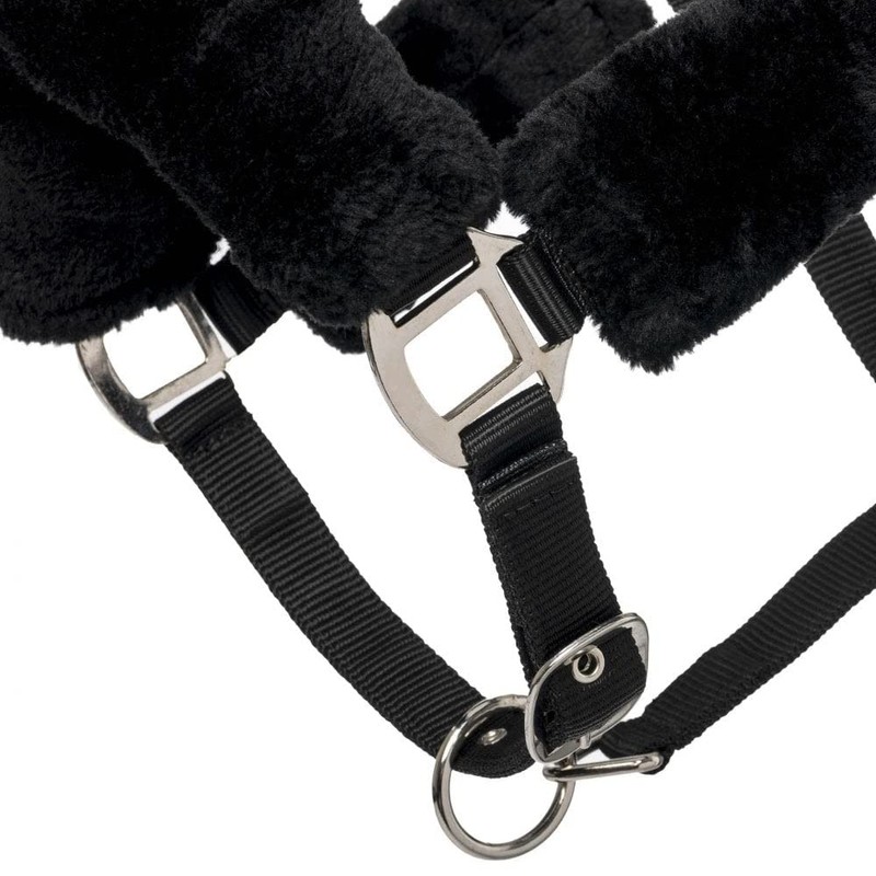 LeMieux Comfort Headcollar for Horses - Black/Grey - Soft Fleece