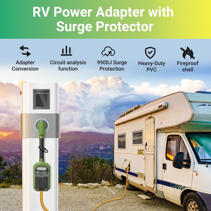 EyGde RV Surge Protector 50 Amp Waterproof, RV Circuit Analyzer