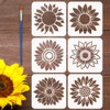 FINGERINSPIRE 6 Pcs Sunflower Painting Stencil with Brush 20x20cm