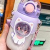 Soft Straw Drinking Cup Portable Plastic Sippy Cup Cartoon Pattern