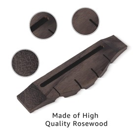 Swhmc Ukulele Piezo Bridge Pickup with Rosewood Saddle and Nut, 4 String Guitar Bridge Replacement Set for Acoustic Electric Installation