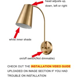 DANXU Modern Plug in Wall Sconce with Cord Set of 2 Gold Wall Light