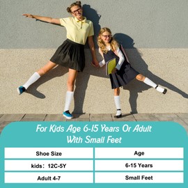 Shinymoon 8 Pares de Calcetines de Compresión de Niños Medias de Graduados de Pantorrillas de 15 a 20 Mmhg (Blanco)