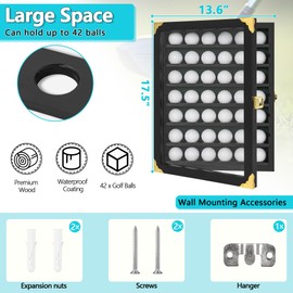 WELIDAY Golf Ball Display Case, 42 Golf Ball Holder, Present for Golf Enthusiasts Golf Ball Display Rack Cabinet for Wall Mount and Stand (2)