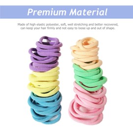 MANJIAMEI 50 Pcs Hair Ties for Women, No Metal Elastic Ponytail Holders for Girls, No Damage Seamless Stretch Hair Bands Hair Accessories for Thick Heavy and Curly Hairs (Light Color)