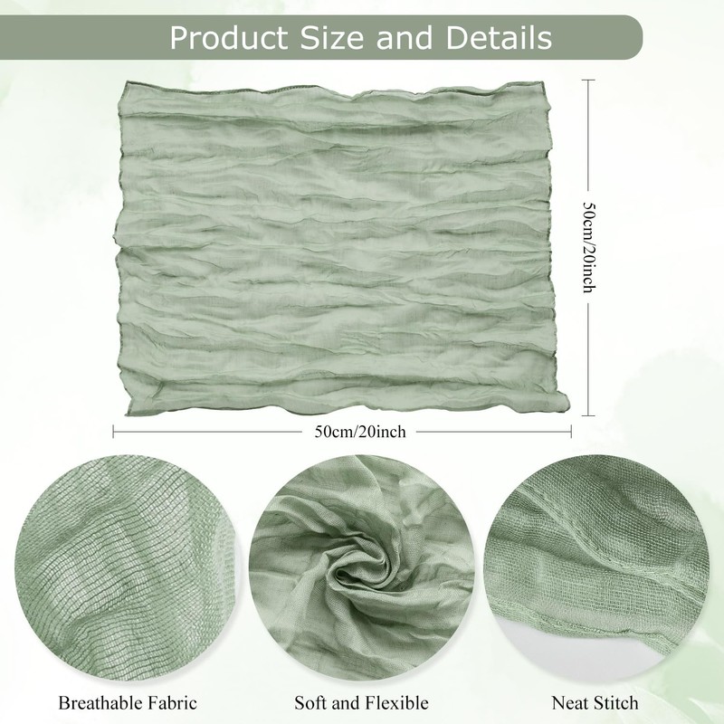 12 Pack Cheesecloth Napkins 20×20 Inches Sage Green Cheese Cloth