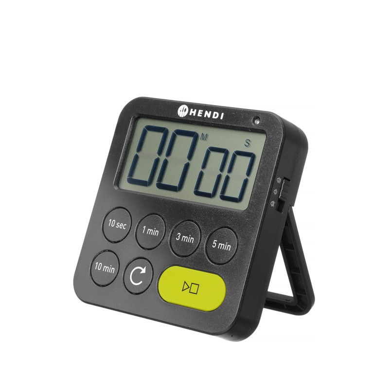 HENDI Kitchen Timer, Digital, 3 Alarm Settings, Stopwatch, Fold-Out Stand,