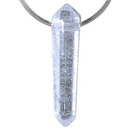 Lebensquelle Plus Quartz Crystal Double Ended Pendant Double Tip with Hole, Semi Precious Stone, rock crystal