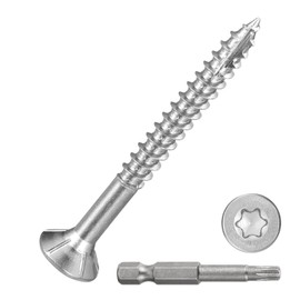 DTGN #8x1-5/8" Deck Screws - 200Pack - Good for Decks, Fences, Frames, Farms, Outdoor Furniture - 410 Stainless Steel Wood Screws W/ T25 Torx Star Drive Bit - Silver