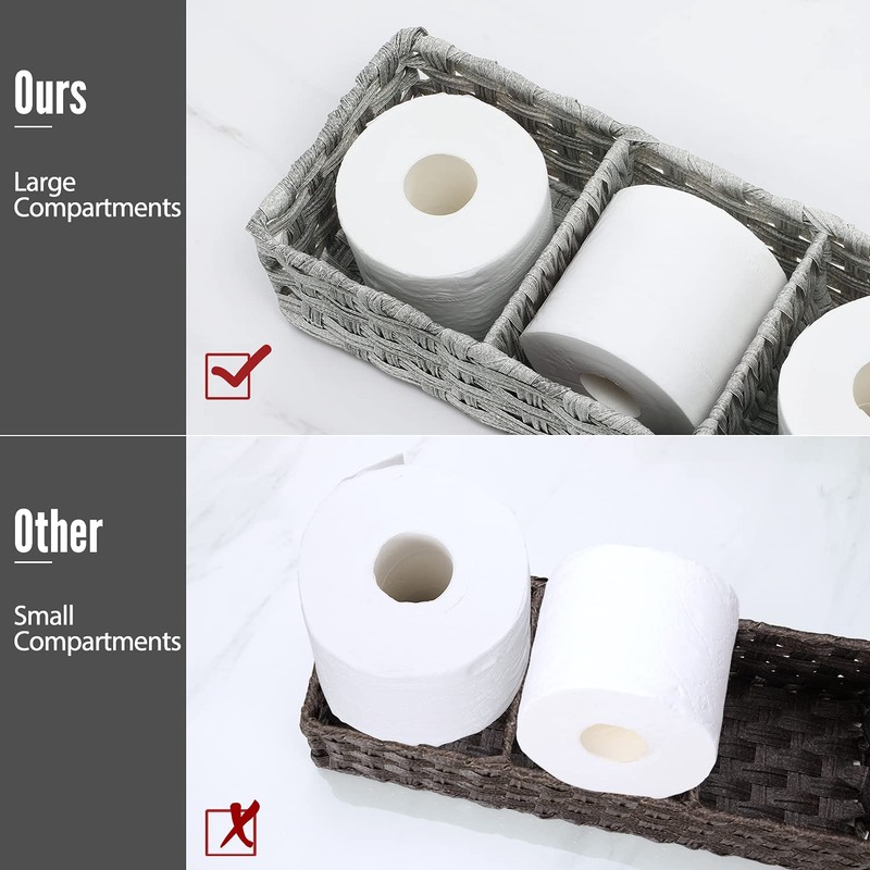 [Larger Compartments] Toilet Tank Topper Paper Basket - Multiuse Hand