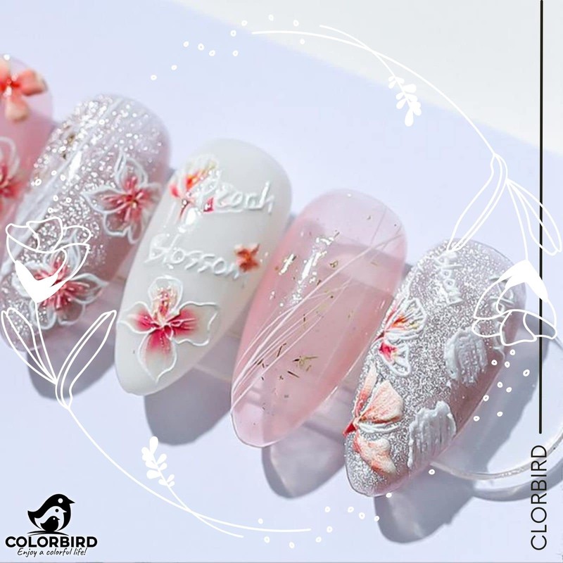 COLORBIRD Nail Seal, Plump Flower, Nail Parts, Flower, Floral Pattern,