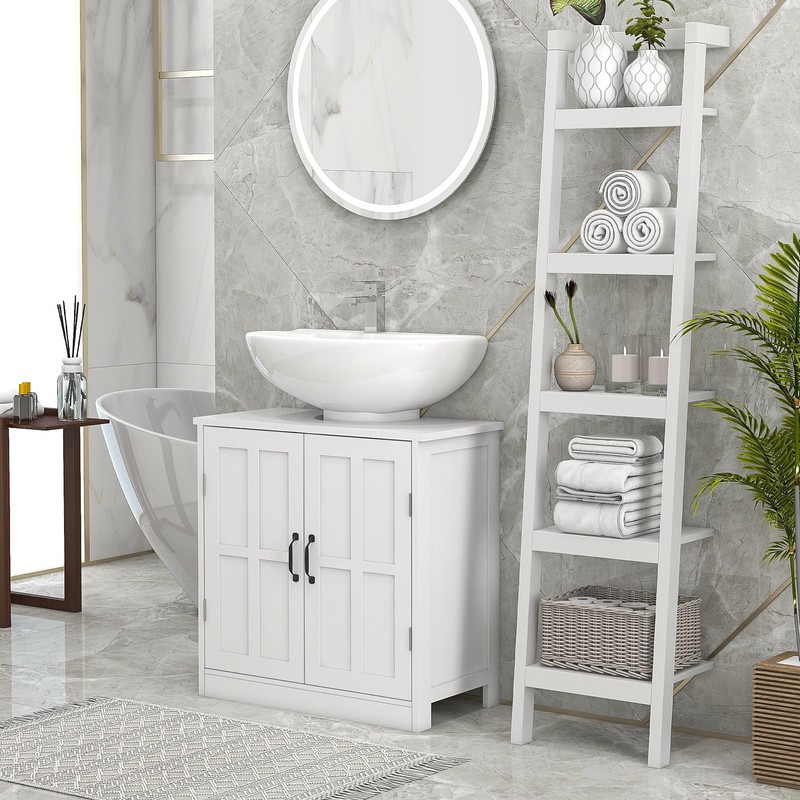 kleankin Pedestal Sink Storage Cabinet, Under Sink Cabinet with 2