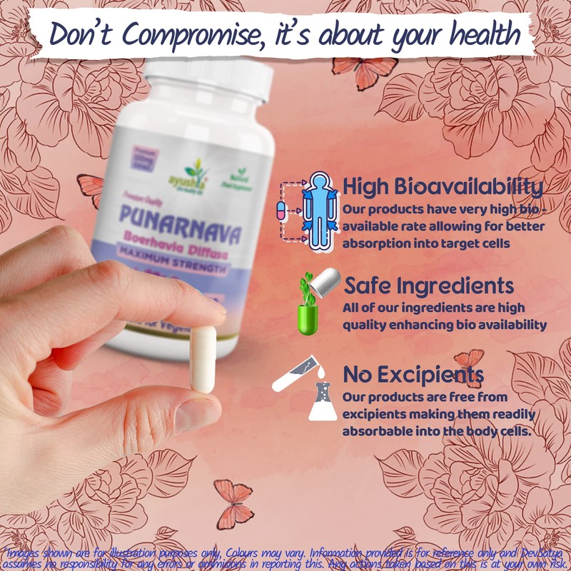 Ayushya Punarnava Capsule (Boerhavia Diffusa), 60 Capsules, Natural