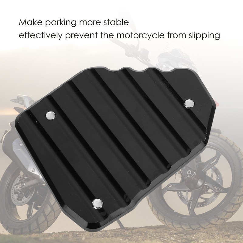 Black Motorcycle Kickstand Extension Plate Aluminium Alloy Side Stand Enlarger