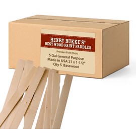 Henry Bukke's Best American-Made Basswood Paint Stir Sticks, 5 Count, 21" x 1-3/8" x 1/4", Professional-Grade Mixing Paddles for 5-Gallon Buckets, Industrial Use, Art & Craft Projects