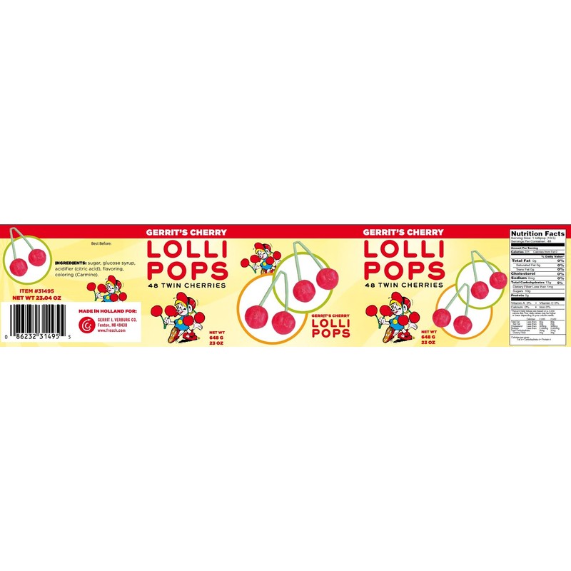 Gerrit's Twin Cherry Lollipops (48 Count)