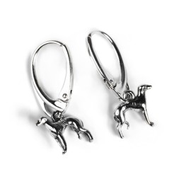 HENRYKA Greyhound Whippet Dog Drop Earrings in 925 Sterling Silver | Sighthound Earrings | Dog Themed Jewellery | Racing Dog Gifts