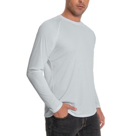 Runceptual Men's Sun Protection Shirts UPF 50+ UV Long Sleeve Rash Guard Shirts Lightweight Quick Dry for Fishing Swimming Running Hiking Gray XL