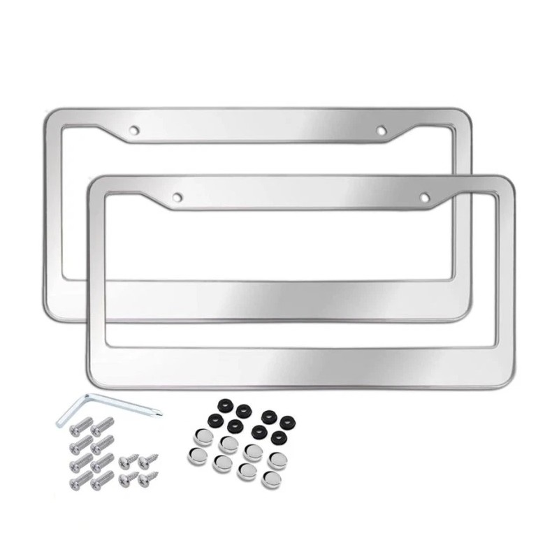 Chrome Stainless Steel Metal License Plate Frame Tag Cover With