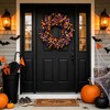 Boxwood Halloween Wreaths ，20 Inch Black Purple Orange with Bats