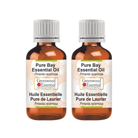 Greenwood Essential Pure Natural Bay Essential Oil (Pimenta Racemosa) Natural Pure Therapeutic Quality Steam Distilled (Pack of Two) 100 ml x 2 (6.76 oz)