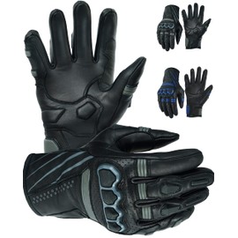 Motorcycle Motorbike Gloves Unisex - Full Finger 100% Genuine Aniline Soft Leather – Moulded Knuckle Armour – Performance Grippy – CE Approved Armour Bikers SMART FIT Gloves (Grey & Black, Medium)