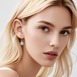 Gemsme Dangle Larimar Earrings for Women Hypoallergenic 925 Sterling Silver Lever Back 8x10mm Teardrop Blue Larimar Jewelry Dangle Drop Earrings