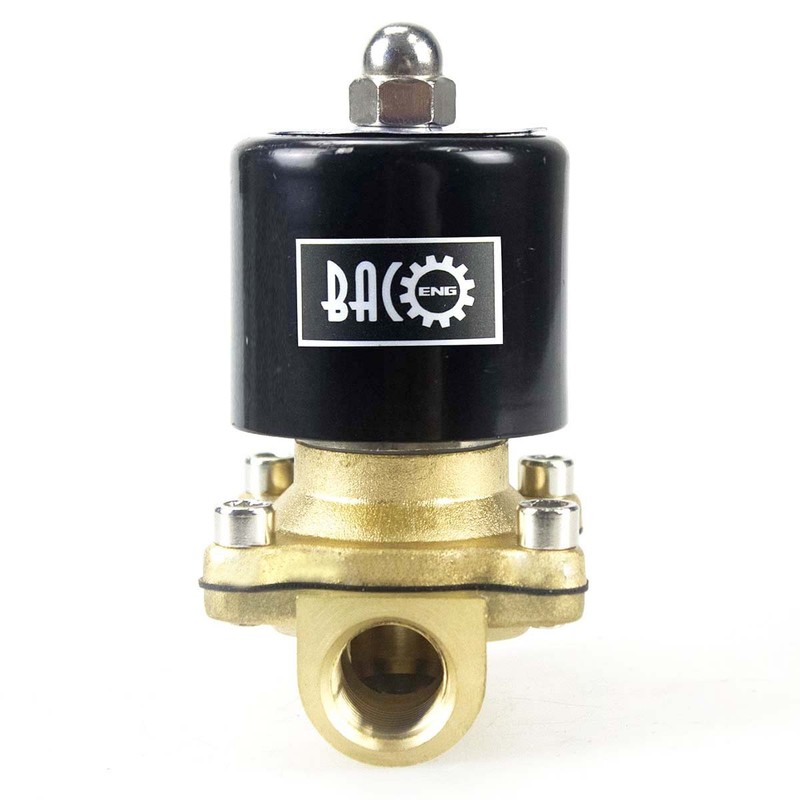 BACOENG DC12V 3/8" Brass Electric Solenoid Valve Water Gas NC(1/4"